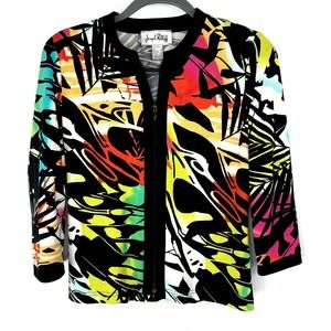 Joseph Ribkoff Size 4 Floral Zip Cardigan